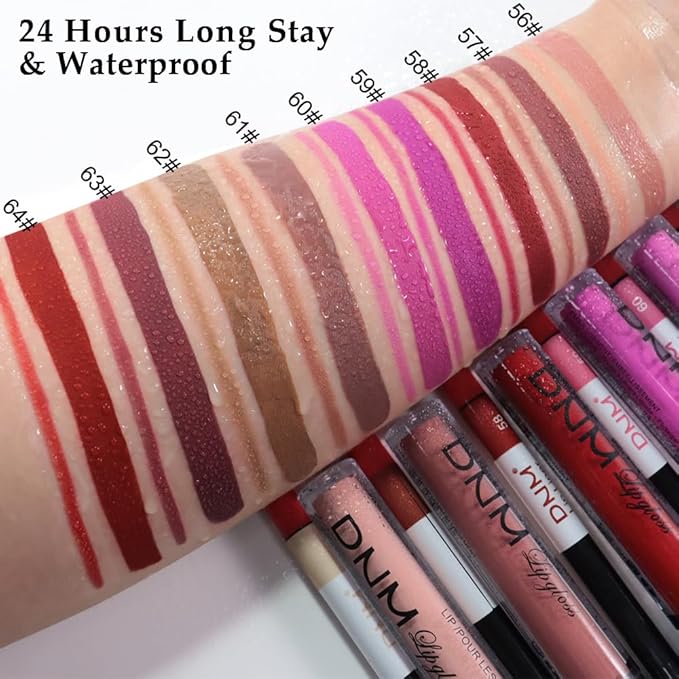 AMY'S DIARY 2Pcs Mocha Nude Matte Lip Liner and Lipstick Makeup Set, light brown Lip Stain Lip Gloss Matt Liquid Lipstick 24H Long Lasting lapiz labiales mate 24 horas originales larga duracion (61#)