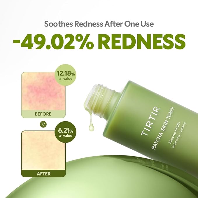 TIRTIR Matcha PDRN Skin Toner 5.07 Fl Oz | Hydrating Korean Daily Anti-Redness Skin Care Soothing Facial Toner for Sensitive Skin