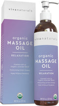 Viva Naturals Organic Massage Oil, Lavender Scented, 8 fl oz (237 mL) – Non-Greasy, Certified Organic Massage Therapy Oils