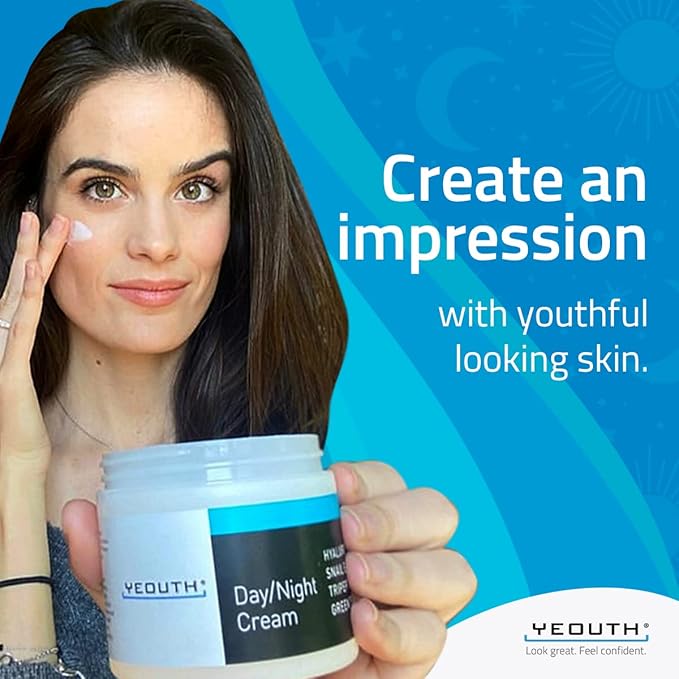 YEOUTH Day Night Face Moisturizer with Hyaluronic Acid, Snail Mucin Cream and Copper Tripeptide, Hydrating Fragrance Free Facial Moisturizer, Face Skin Care Cream for Women and Men 2oz