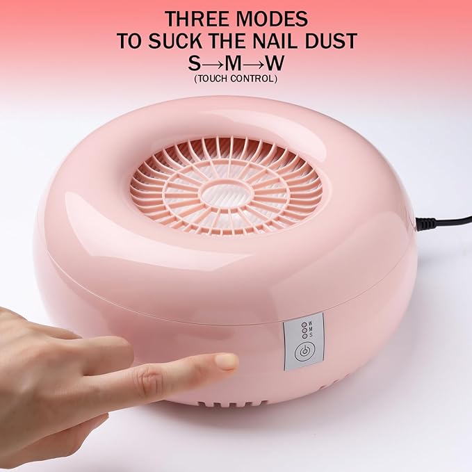 Nail Dust Collector Nail Tech with 2 Reusable Filters Powerful Suction Nail Vacuum Cleaner Fan Dust Collector Professional Electric Extractor Magnetic Cover Low Noise for Acrylic Gel
