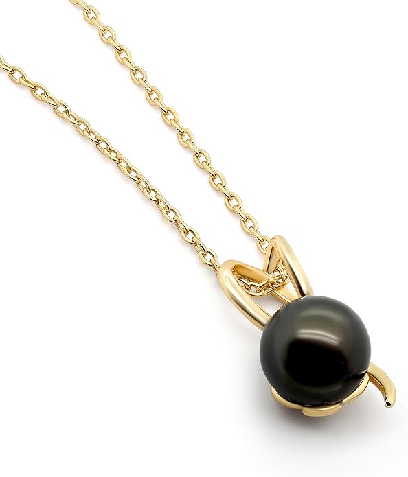 TRYNDI Real Tahitian Black Pearl Necklace Gifts for Women - Larger 11-12mm Luxury Pearl, Gifts For Wife Christmas - Valentines Soulmate Necklace For Women
