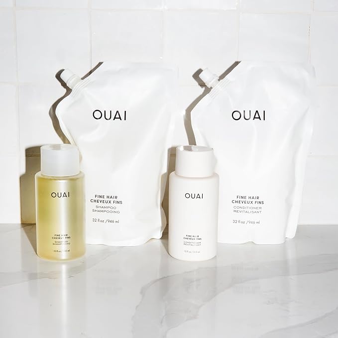 OUAI Fine Hair Conditioner Refill - Volumizing Conditioner Made with Keratin, Biotin and Chia Seed Oil - Adds Softness, Bounce and Volume - Free from Parabens, Sulfates, and Phthalates (32 Oz)