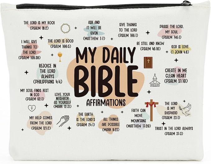 Scripture Bible Verse Makeup Bag Cosmetic Bag, Faith Christian Gifts for Women, Mental Health Gifts, Inspirational Gifts for Women, Positive Affirmations, Gifts for Sister Friend Mothers Day Birthday