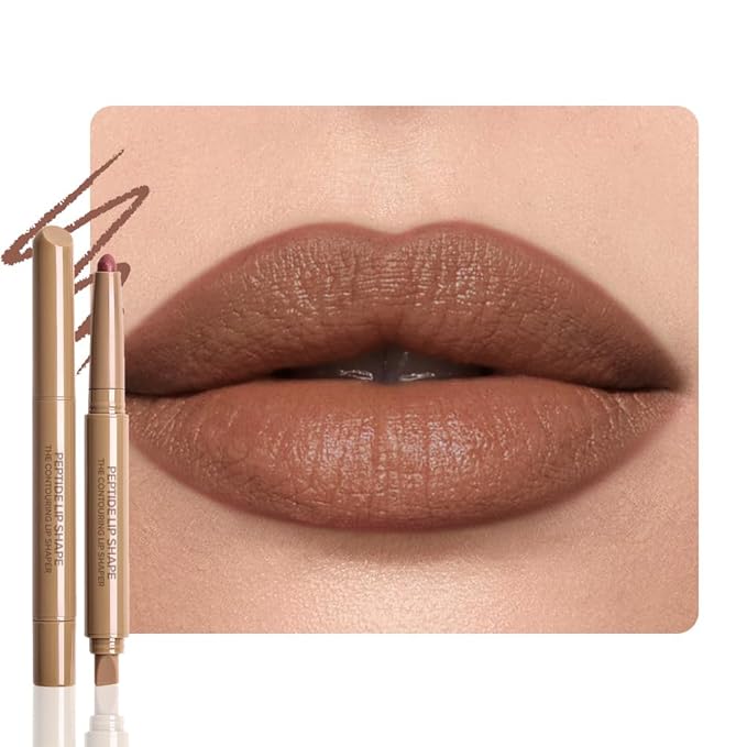 SUAKE Plump Matt Lipstick Lipliner Pencil Pack,Waterproof Crayon with Silicone Smudger for Define Contours & Sculpting Lip, Longwear Moisture Smooth Creamy Formula for Lip Makeup-05 Chocolate