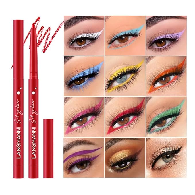 12 Colors Pro Eyeliner Set - High Pigmented, Waterproof & Smudge-Proof, Long Lasting Liquid Eye Liner Pens for Cat Eye Makeup