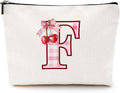 Initial Makeup Bag Monogram Cosmetic Bag Monogrammed Gifts for Women Girls Best Friends Coworker Personalized Travel Toiletry Bag Christmas Bridal Shower Wedding Bridesmaid Gifts, Cherry F