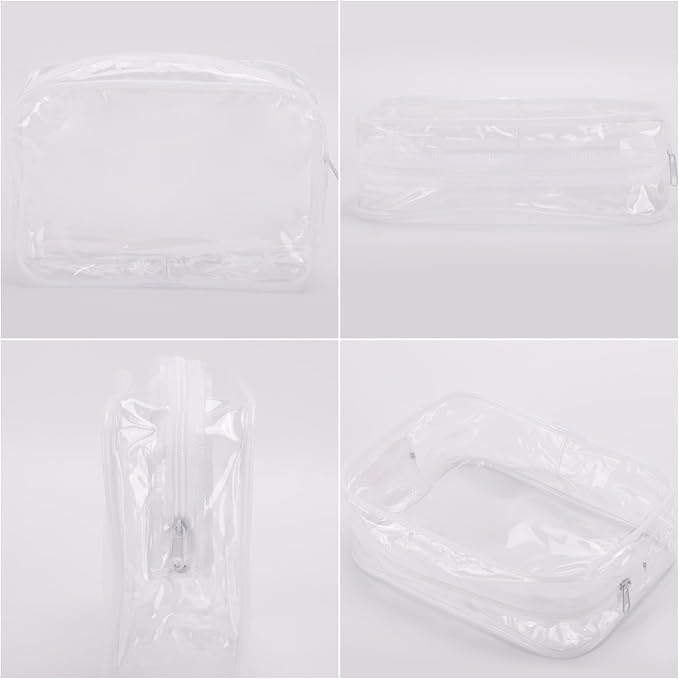 Tbestmax 10 Pcs Clear Cosmetic Bags Small Makeup Bags Portable Waterproof Travel Toiletry Bags Organizer White, 7.5"x 4.8"x 2.3"