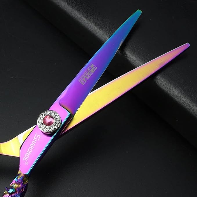 5.5/6 /7 Inch Purple Dragon Knight Professional Japanese Hair Scissors Barber Scissors Set (6 inch 2pc-A)