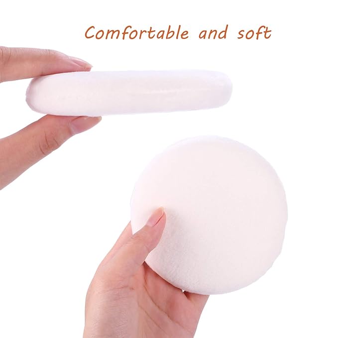WSYUB Powder Puff, Powder Puff for Body Powder, Ultra Soft Large Velour Body Powder Puffs, 4.13 inch,4pcs，White, Round