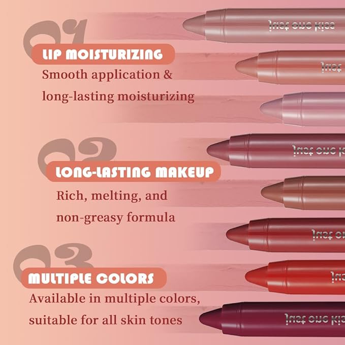 2Pcs Bright Red & Fuchsia Rose Hydrating Cream Lipsticks Lip Crayon for Women, Moisturing Lipstick Longwear Lip Crayon Set for Ombre Shades, Matte Creamy Lips Stick Natural Nourishing Lips Balm Set, F