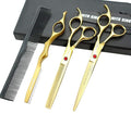 7.0 Inches Professional hair cutting thinning scissors set with razor (Gold)