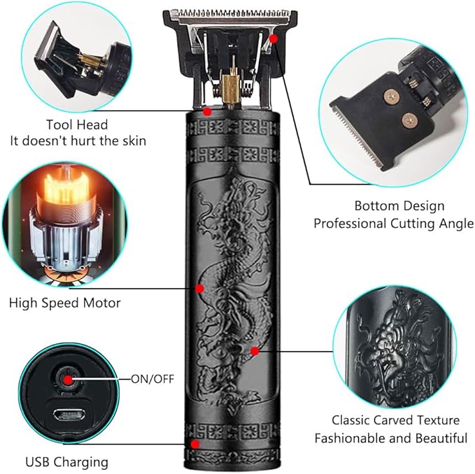 Hair Clippers for Men, Cordless Hair Clippers, Travel Small Hair Clippers 5.7" Hair Trimmer Classical Sculpting Styling Rechargeable Hair Remover with 6 Pieces Earpick (Black)