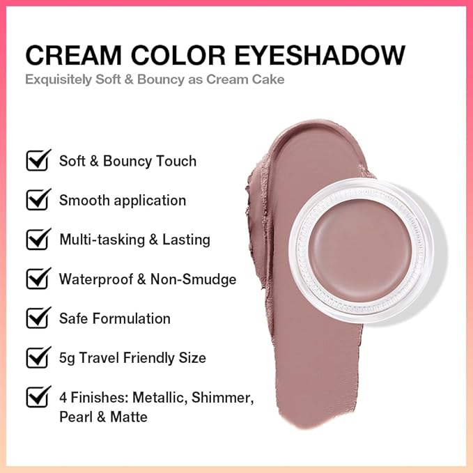 Single Nude Cream Eye Shadow,Putty Matte Natural Monochrome Eyeshadow Palette,Waterproof,Long Lasting Naturing-Looking,Vegan & Cruelty-Free,23