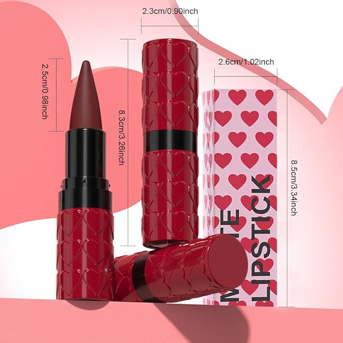 evpct 3Pcs Ruby Dark Red Maroon Gradient Matte Lipstick Lip Liner Combo Set for Older Women Long Lasting Waterproof, Lips Stick Crayon Cream Lip Liner Lipstick Combo Makeup, Flawless Ombre Effect