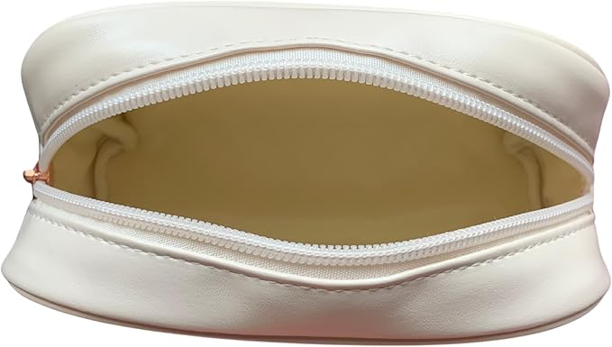 Luxurious Cream Quilted Cosmetic Bag - Elegant Travel & Makeup Organizer