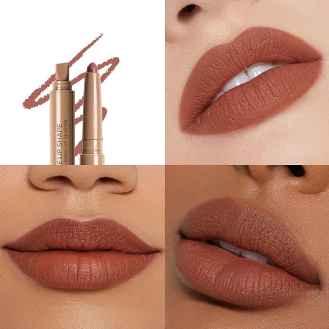 SUAKE Plump Matt Lipstick Lipliner Pencil Pack,Waterproof Crayon with Silicone Smudger for Define Contours & Sculpting Lip, Longwear Moisture Smooth Creamy Formula for Lip Makeup-04 Nutmeg