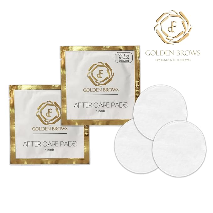 Golden Brows Premium After Care Cotton Pads | Fragrance Free Plant-Based Rounds for Face & Skin | Gentle Makeup Remover Wipes & Post-Procedure Care Essentials – 25 Pack