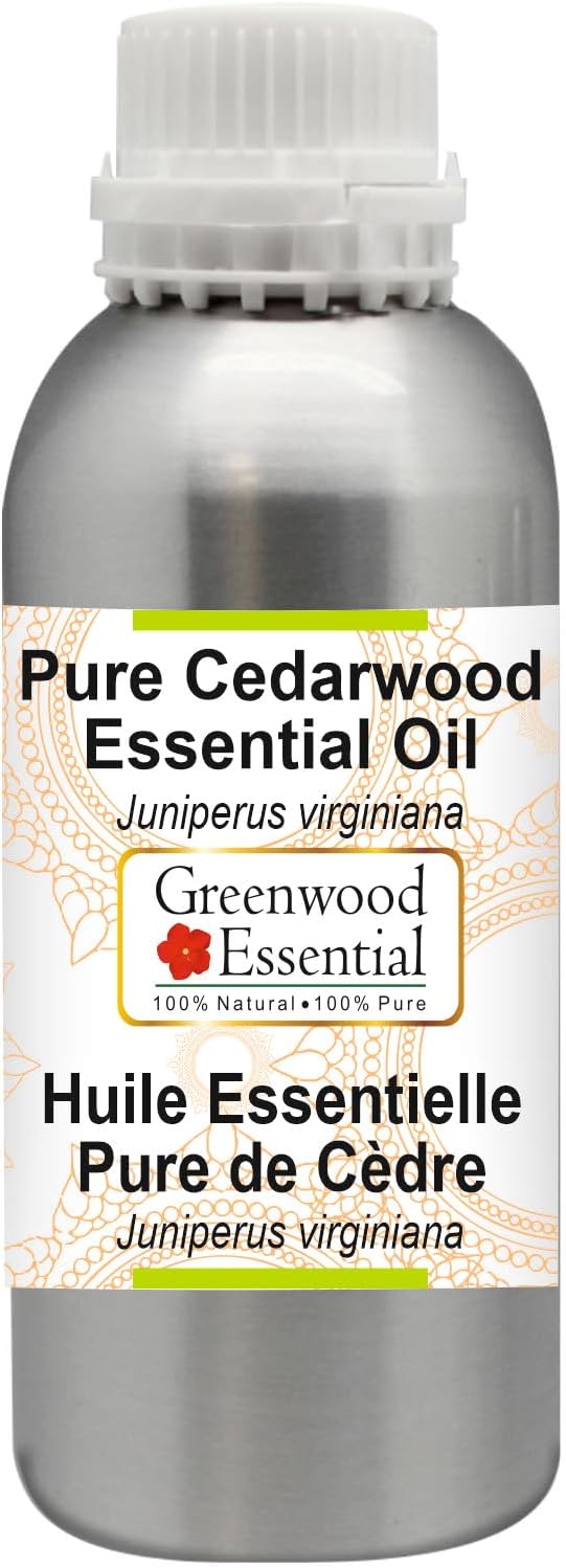 Greenwood Essential Cedarwood Essential Oil (Juniperus Virginiana) Pure | Non-Sticky | Non-Greasy | Lightweight | Men & Women | All Skin Types | Steam Distilled 300ml (10 oz)