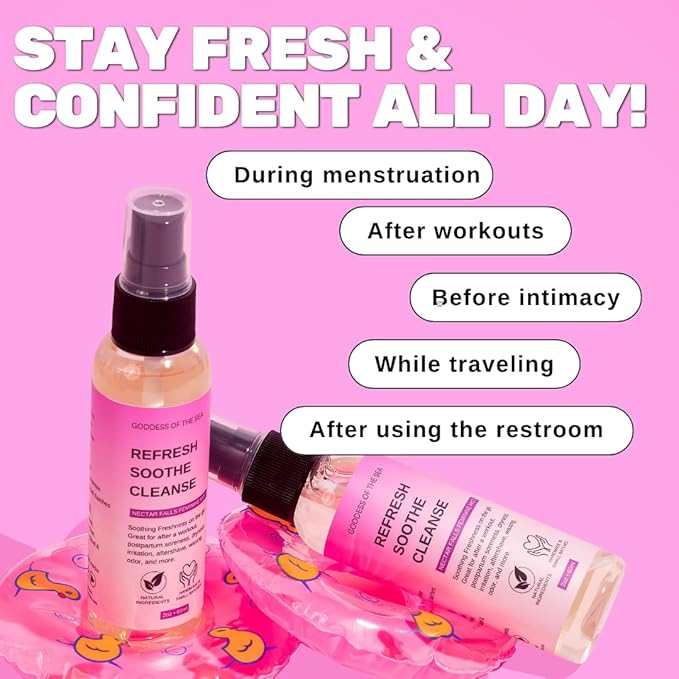 Nectar Falls Feminine Mist – Natural Odor Control Spray | Refreshing, pH-Balanced Intimate Mist for Daily Freshness | Vegan, Soothing, Alcohol-Free with Aloe & Botanical Extracts