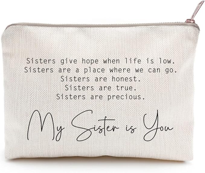 Sister Makeup Case Gift, Soul Sister Cosmetic Bag, Sister Birthday Gift, Sister Graduation Toiletry Bag Gift Motivation Quotes Sister Gift (Sister is you)