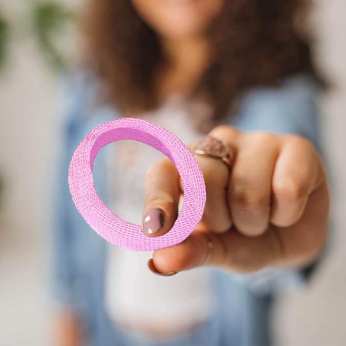 Burlybands Large Hair Ties for Thick, Heavy or Curly Hair - Non-Slip, Non-Damage, Seamless Women's Ponytail Scrunchies - Pink 3 Pcs
