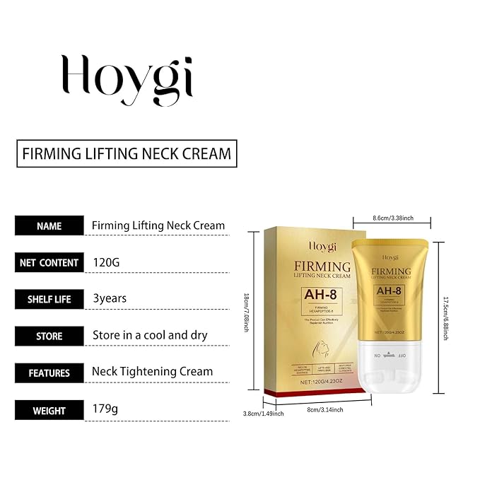 AH-8 Neck and Eye Cream Set with Electric Massage Tightening, Anti-Wrinkle Treatment with Red Light, Deep Moisturizer Bundle Care (Neck Cream)