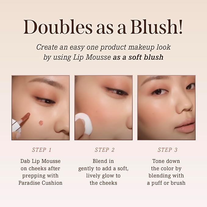 DEARDAHLIA Paradise Dream Velvet Lip Mousse (Ladybug) - Vegan Soft-Matte Lip Tint with Lightweight, Buildable, Long-Lasting Color, Whipped Mousse Texture. Cruelty-Free. 0.21 Fl oz