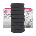 Burlybands Large Hair Ties for Thick, Heavy or Curly Hair - Non-Slip, Non-Damage, Seamless Women's Ponytail Scrunchies - Dk Gray, 8 Pcs