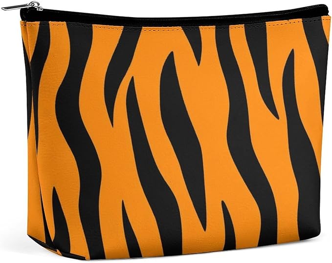 Personality Fashion Zipper Cosmetic Case, Portable Makeup Case, Toiletry Bag, Tiger Stripes Animal Print Travel Cosmetic Toiletry Bag
