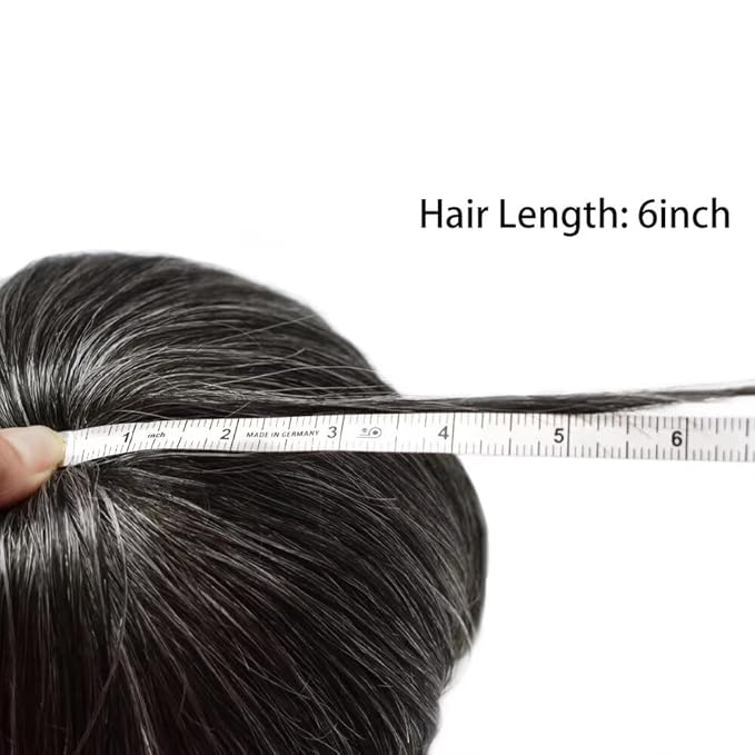 FACE MIRACLE Hair System for Men French Lace Mens Toupee Human Hair Replacement System Lace with PU Toupee for Men Male Hair Piece Wigs 7"X9" #1B20 Off Black with 20% Gray