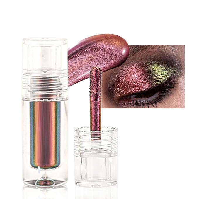 evpct Purple Gold Red Duochrome Chameleon Liquid Eyeshadow, Multichrome Metallic Glitter Liquid Eye Shadow Makeup for Women, Waterproof Color Shifting High Pigment Holographic Iridescent Eyeshadow