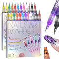 Drkicsy 12 Colors Nail Art Pens Set, DIY Nail Art Markers for Kids and Adults, 0.5mm Fine Tip Nail Polish Pens for Graffiti Dotting Drawing Painting Point Liner (2 Sets)