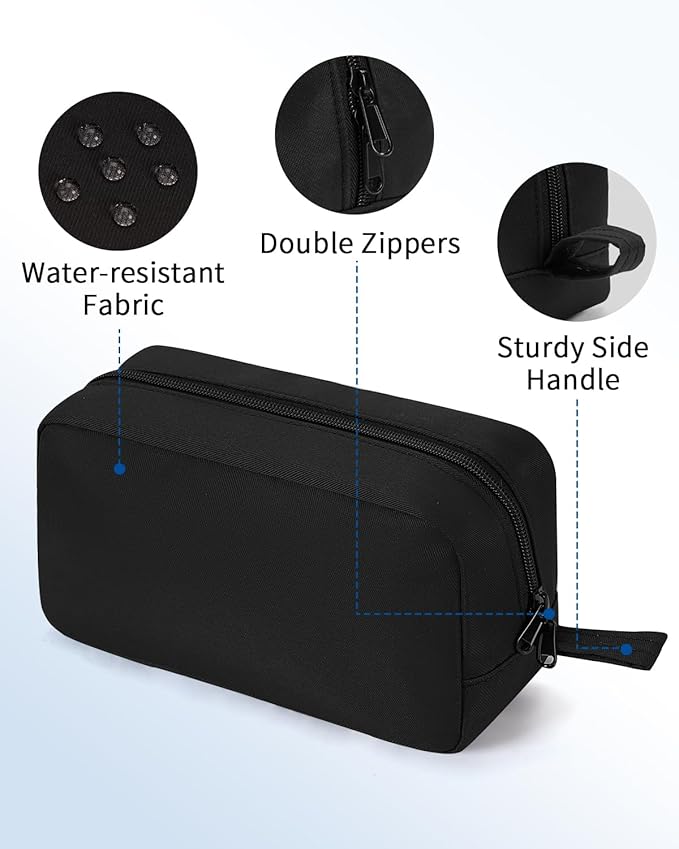 Narwey Cute Makeup Bag Small Toiletry Bag Travel Cosmetic Bag Organizer Make Up Bags with Organized Pockets for Women (Black, Large)