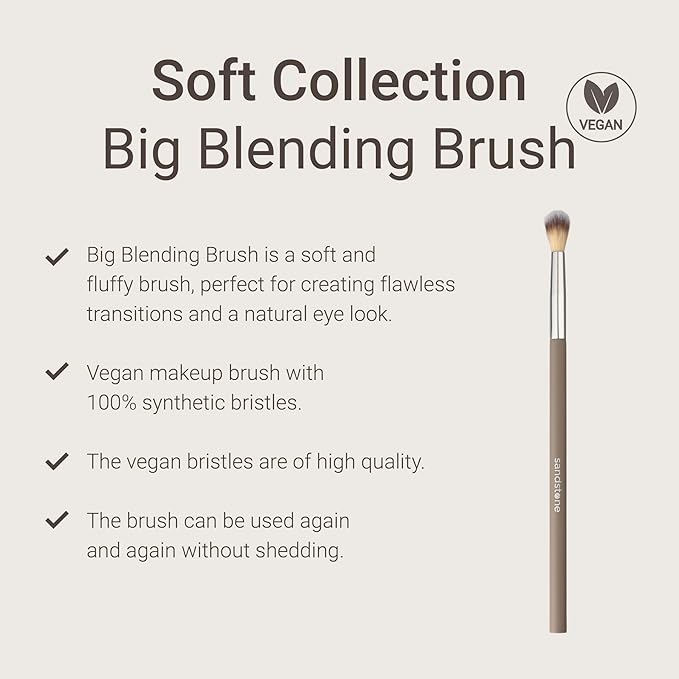 Sandstone Soft Collection Makeup Brush - Professional Premium Blending brush for applying and blending eyeshadow. Ultra soft bristles and easy to use. Vegan Makeup brush for all skin types