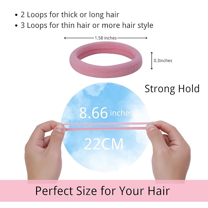 LuSeren 120PCS Colorful Hair Ties for Women – Soft Seamless Nylon Ponytail Holders, No Damage Fabric Hair Elastics for Thick Hair & Daily Matching