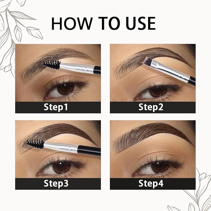 evpct Dark Brown Eyebrow Powder Pomade Gel Shaper Makeup Kit with Dual-ended Brush, Eyebrow Stencil Kit for Women Shaping, Eye Brow Pomade Stencil Shaper Tinting kits for Women Long Lasting Waterproof