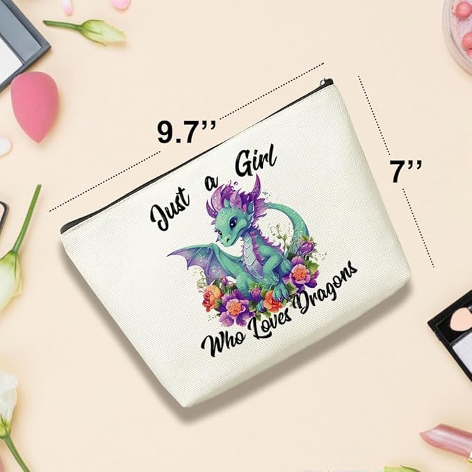 VICBOU Cute Dragon Makeup Bag Dragon Gifts for Women Girls Dragons Stuff Merch Funny Christmas Friendship Birthday Gifts for Teens Best Friend Daughter BFF Sister Who Loves Dragons Cosmetic Bag