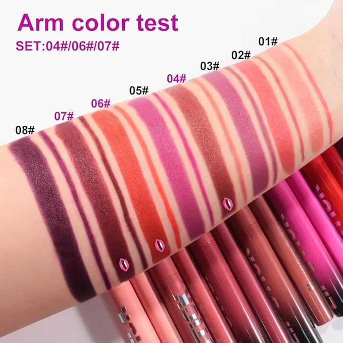 6Pcs 2 in 1 Orange Red Brown Plum Lip Liner and Lipstick Combo Set for Women,Lipstick Stain Lip Liner for Daily & Party Long Lasting Waterproof Smudge Proof 24 Hour Full Coverage Vegan Lip Makeup Kit