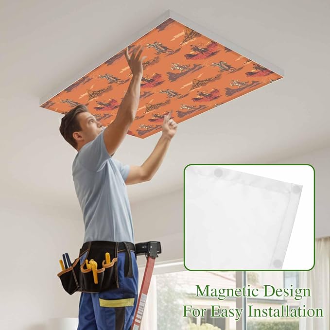 Cowboys Horses 2 Pcs Fluorescent Light Covers 4 x 2 Feet, Desert Ethnic Winds - Image 3