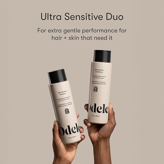 Odele Sulfate-Free Ultra-Sensitive Shampoo & Conditioner Gift Set for Extra Gentle Cleansing and All Hair Types, 13 Fl Oz Each (2-Pack)