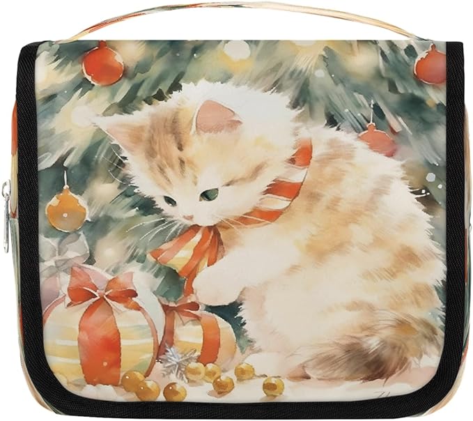 Travel Toiletry Bag for Women & Men Cute Animal Cat Art Hanging Cosmetic Organizer Portable Waterproof Makeup Case Make Up Bag with Compartments Travel Essentials for Bathroom Shower