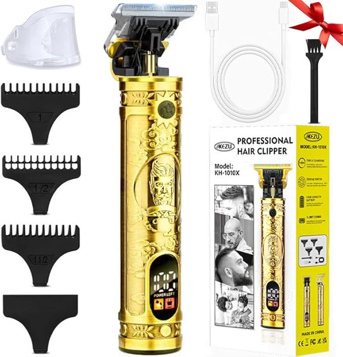 Beard Trimmer for Men, Professional Hair Clipper with LCD Display, Rechargeable Electric Razor, Barber-Grade Zero Gapped T-Blade Hair Trimmer, Ideal Gift for Men