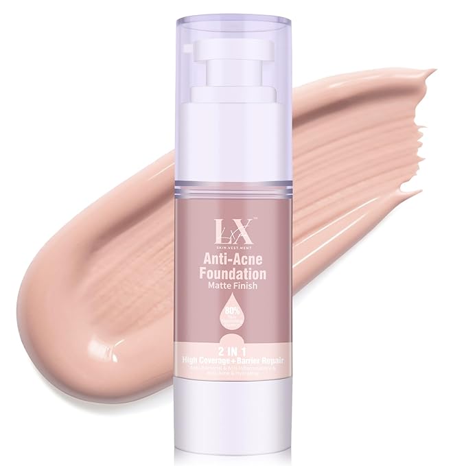 Acne-serum Foundation with Salicylic Acid & Vitamin E, Sensitive Skin Foundation Vegan & Non-Comedogenic for Acne Prone Skin Care, 107 Light