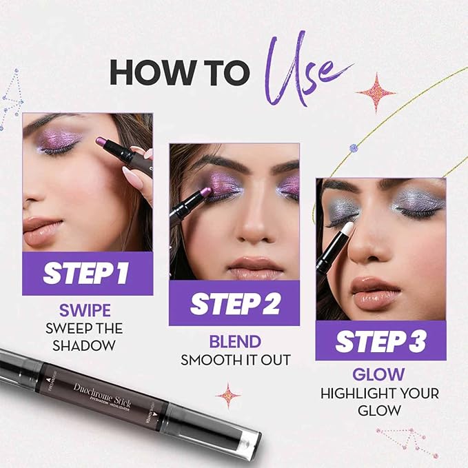 CHARMACY Multichrome 2 in 1 Cream Eyeshadow Stick, Waterproof Eye Brightener Highlighter Stick Makeup, High Pigmented, Smudge-Proof, Vegan & Cruelty-Free (#902)