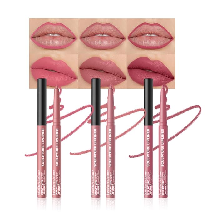 12 Colors Matte Lip Liner Pencil – Long Lasting Waterproof Lip Liner, Smudge Proof Transfer Proof Lip Pencil, High Pigment Lip Makeup for Defining & Filling Lips (A2-set:03+11+12, 3PCS)