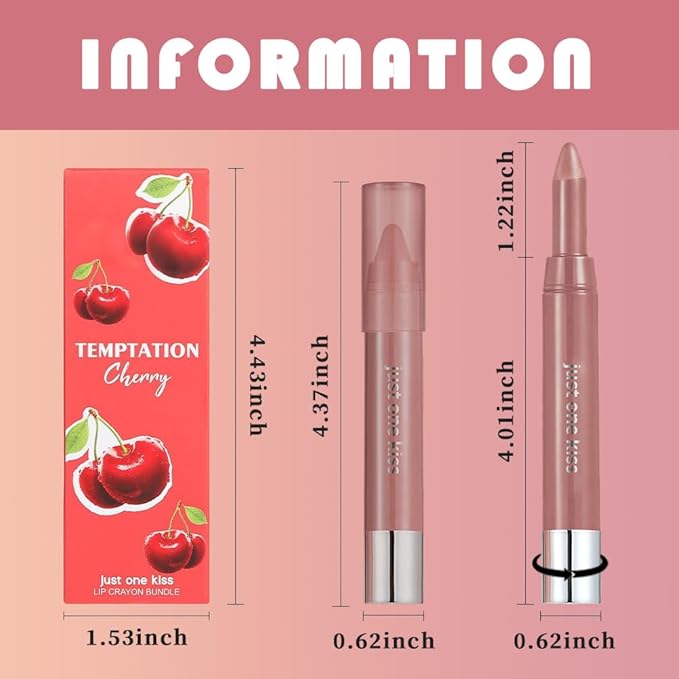 2Pcs Pinky Nude & Coral Hydrating Cream Lipsticks Lip Crayon for Women, Moisturing Lipstick Longwear Lip Liner Crayon Set for Ombre Shades, Matte Creamy Natural Nourishing Tinted Lips Balm Set
