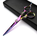 Professional 6.0 Inch Rainbow color Dragon Handle 440C Salon Hair Cutting Shear Thinning scissors, Perfect for Barber Stylist and Home Use(Cutting scissors)