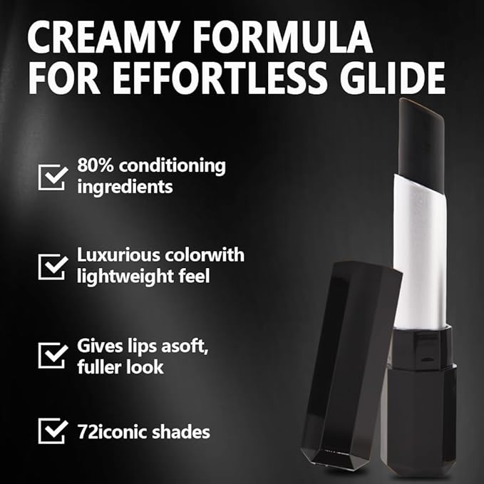 Black Matte Creamy Lipstick for Women, Longwear Lips Gloss & Face Paint Stick, Lip Stick Stain Long Lasting Waterproof Effortless Application Full Coverage Velvet Gloss for Party, Halloween Makeup 01#