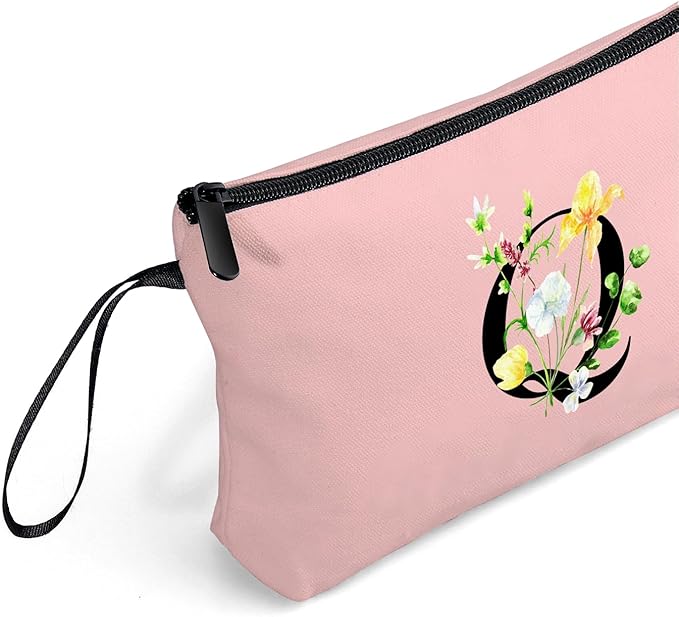 Birthday Thank You Appreciation Monogrammed Gifts for Mom Aunt Teacher Sister Friend Coworkers Bride Bridesmaid Makeup Cosmetic Bag with Mirror Mothers Day Christmas Graduation Q